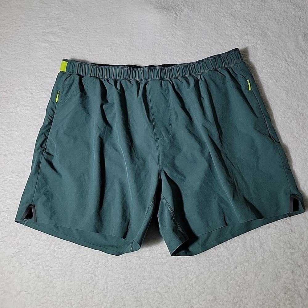 Rhone Barry's Swim Trunks‎ Extra Large Green Lined Drawstring Zip Pockets Logo